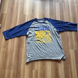 47 Brand Seattle Mariners Raglan 3/4 Sleeve Trident Tshirt Grey/Blue/Yellow XL